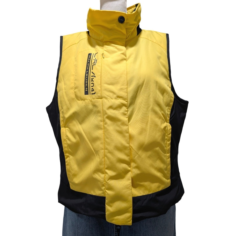 Ralph Lauren L RL Active Women's Yellow Black Colorblock Puffer Vest Size L - Picture 7 of 12